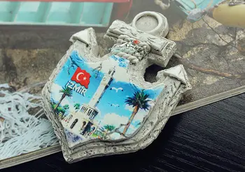 A turquia, em Izmir Praça Konak Viagens de lazer Lembrança em Forma de Âncora 3D Resina Frigorífico Ímã de Geladeira de Artesanato Decoração