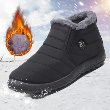 Sólida Moda Escorregar no Ocasionais de Mens Botas de Inverno Impermeável de Camurça do Falso Moda Mens Plano Botas de Neve do Luxuoso dos Homens Sapatos de Inverno