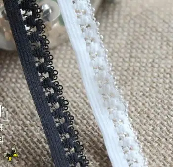 Frete grátis pequeno elástico laciness decoração lace cinta elástica preto-e-branco, de 1,3 cm de largura, 30m/lote por lote