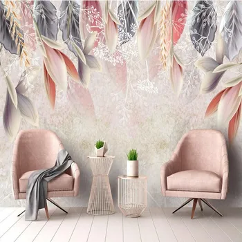 Vintage pintados à mão flores Nórdicos minimalista TV sofá do quarto de fundo a produção profissional de papel de parede mural de fotos personalizadas w