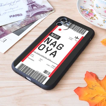 Para o iPhone Nagoya cartão de Embarque da Primeira Classe do Ar Bilhete de Avião Etiqueta do Voo de Viagem de Impressão Suave Matt Caso do iPhone da Apple