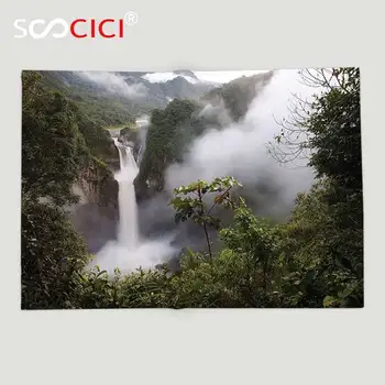Personalizado De Lã Macia Jogar Cobertor Floresta Decorações De San Rafael Cai Equador Misty Cachoeira Natural Exuberante Selva Marco