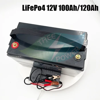 12V 100Ah 120AH Lifepo4 Bateria Lifepo4 12V 100AH Bateria de Lítio Com BMS para o Inversor, Barco a Motor,RV+10A Carregador
