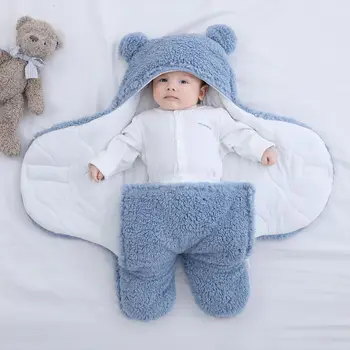 Macio Bebê Recém-nascido Envoltório Cobertores de Bebê Saco de Dormir Envelope para o Recém-nascido Sleepsack Algodão Engrossar Fofo Casulo para Bebê roupa de Cama
