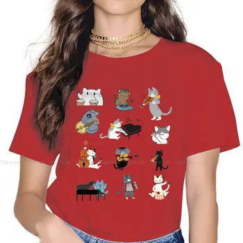 Engraçado Animal De Estimação Tocar Instrumentos Musicais Casual Camiseta Meme Gatos Animada Pequeno, Dócil Criativo Streetwear Confortável Camiseta