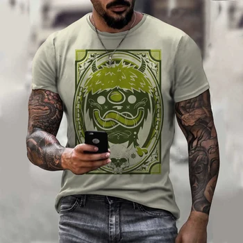 Nova moda, estilo cool personalidade dos desenhos animados gráfico T-shirt dos homens tendência do verão casual 3D de impressão de T-shirt bonito T-shirt
