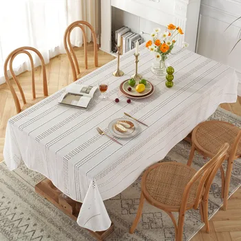 Francês Pastoral do Laço Toalha de mesa de Decoração de Casamento Sólido de Cor Branca Oco Toalha de mesa para Mesa de Abertura Toalha de mesa Retangular