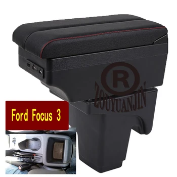 Para Ford Focus III 3 Braço Caixa de Retrofit Partes Console Central Especial de Espaço de Armazenamento de Carro do Cotovelo Braço com USB Suporte de Copo