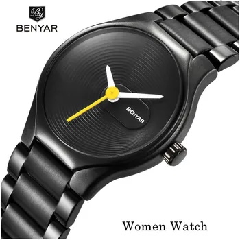 BENYAR Assistir Homens, Mulheres, Casal, Dom Amante Impermeável Senhoras Relógio Mens de Aço Inoxidável de Quartzo do Relógio de Pulso de Design Simples Watche