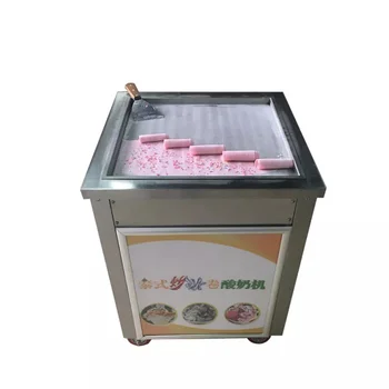 Elétrica Sorvete Frito Rolo De Aço Inoxidável Que Faz A Máquina Praça Pan Tailândia Fritar Iogurte De Frutas Máquina Do Creme De Gelo